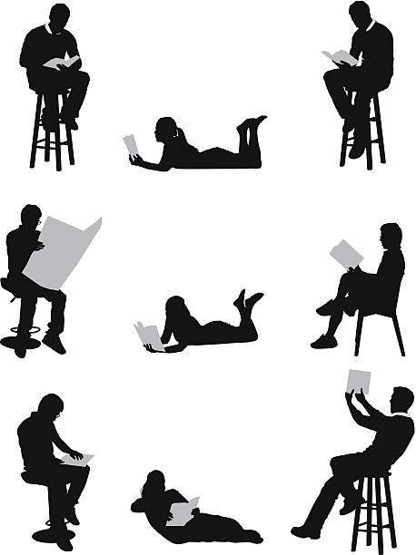 Men and women reading books or newspaper Men and women reading books or newspaperhttp://www.twodozendesign.info/i/1.png feet up stock illustrations