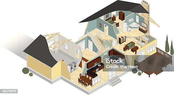 Casa Isometrica Piano Cut Away - Immagini vettoriali stock e altre immagini di Casa - Casa, Spaccato, Assonometria