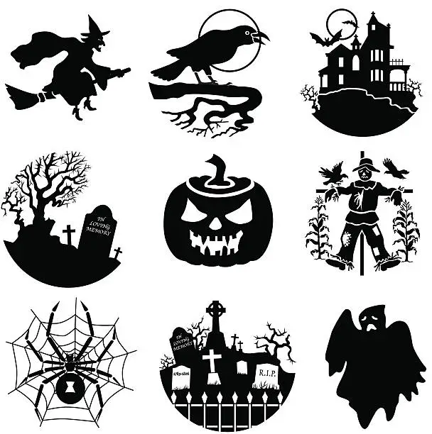Vector illustration of Halloween icons