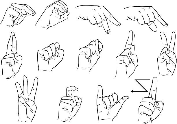 200+ Human Hand Sign Language Doodle Text Stock Photos, Pictures ...