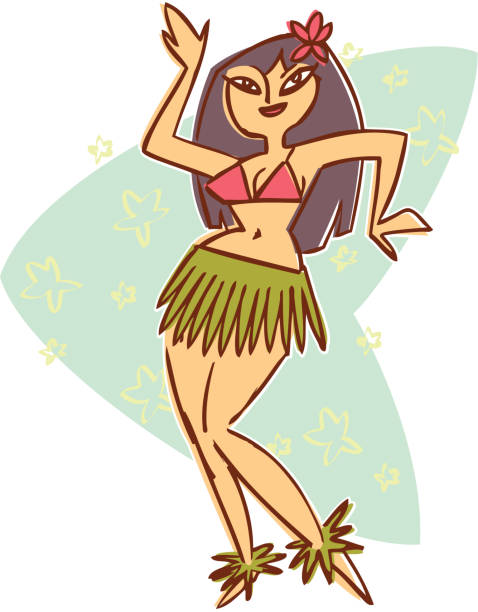 retro hula girl retro style hula girl hula dancer stock illustrations