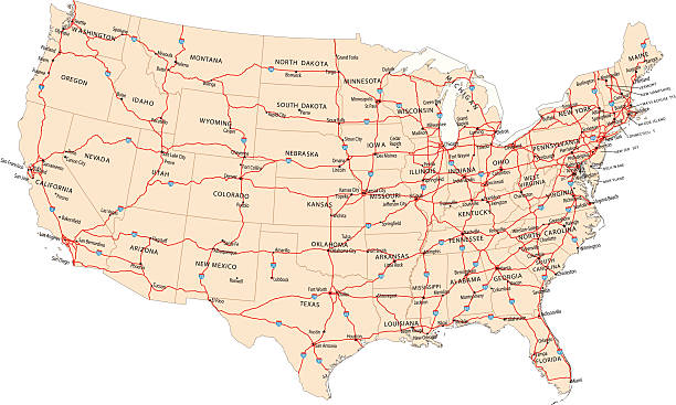 USA highway map illustration of USA highway map for your design and products.  road map stock illustrations