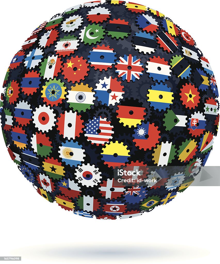 international flags cogs esfera - arte vectorial de Arte cultura y espectáculos libre de derechos