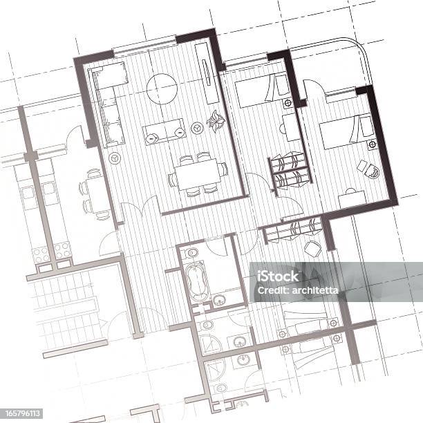 House Plan Background Stock Illustration - Download Image Now - Plan - Document, Apartment, Blueprint