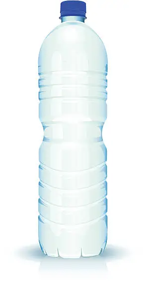 Vector illustration of Simple unlabeled clear plastic bottle of water