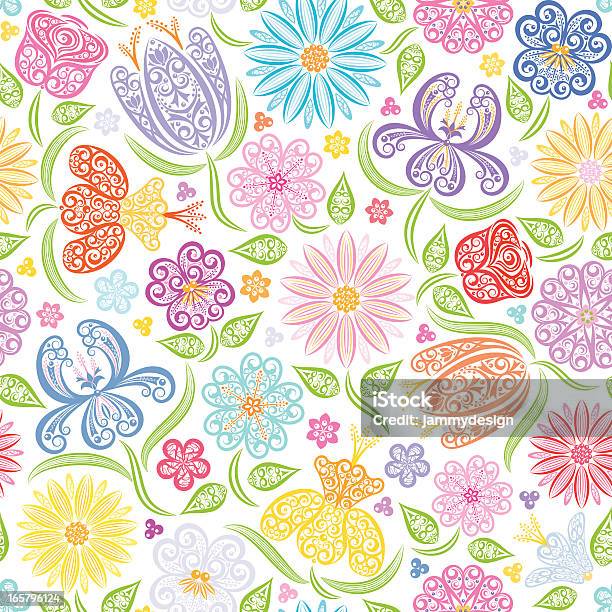 Ilustración de Patrón Sin Costuras Floral y más Vectores Libres de Derechos de Tulipán - Tulipán, Motivo repetido, Patrones visuales