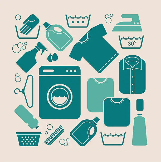 Vector illustration of Laundry equipments