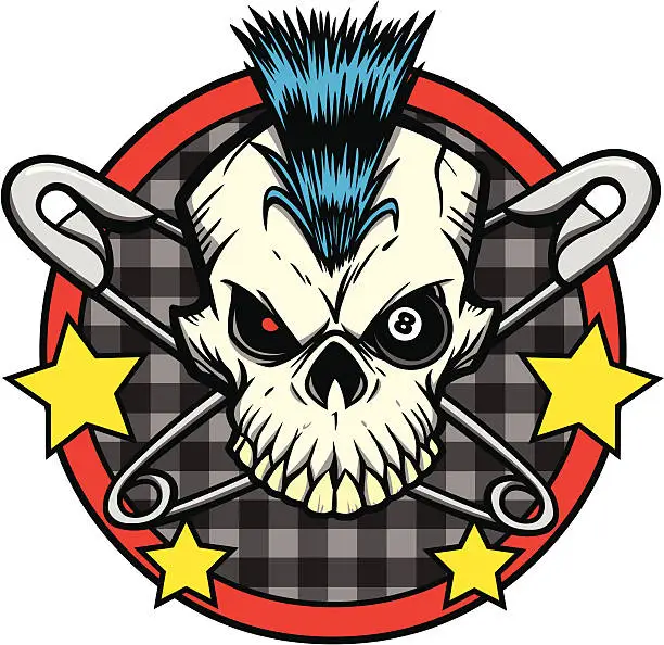 Vector illustration of Punk Skull