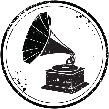 Grunge gramophone  stamp illustration. Aics3, Hi-res jpg included.