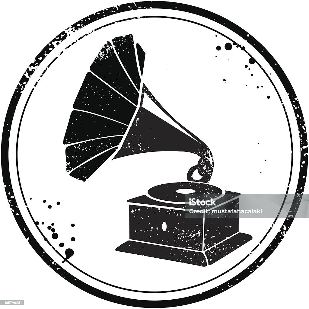 Gramophone Grunge gramophone  stamp illustration. Aics3, Hi-res jpg included. Gramophone stock vector