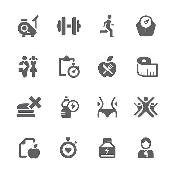 diet, health and exercise icons | prime series vector art illustration