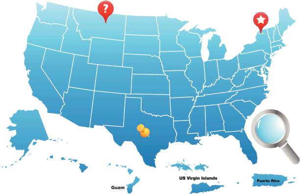 illustrazioni stock, clip art, cartoni animati e icone di tendenza di mappa di usa e dei suoi territori - us virgin islands