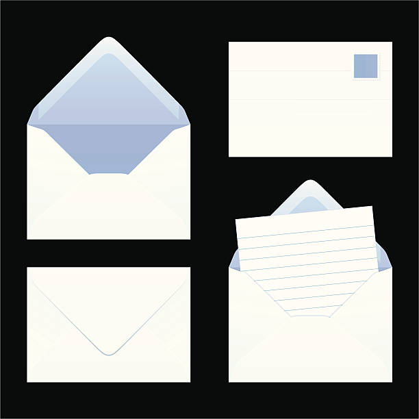 Different drawn depictions of envelopes vector art illustration