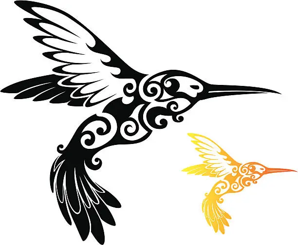 Vector illustration of Tribal Hummingbird