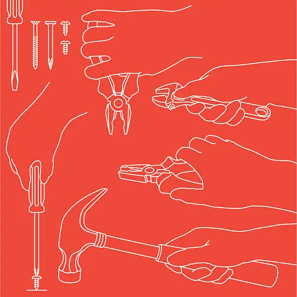 Vector illustration of Hand and Tools