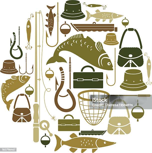 Fishingthemed Set Of Vector Icons Stock Illustration - Download Image Now - Fishing Hook, Fly-fishing, Illustration