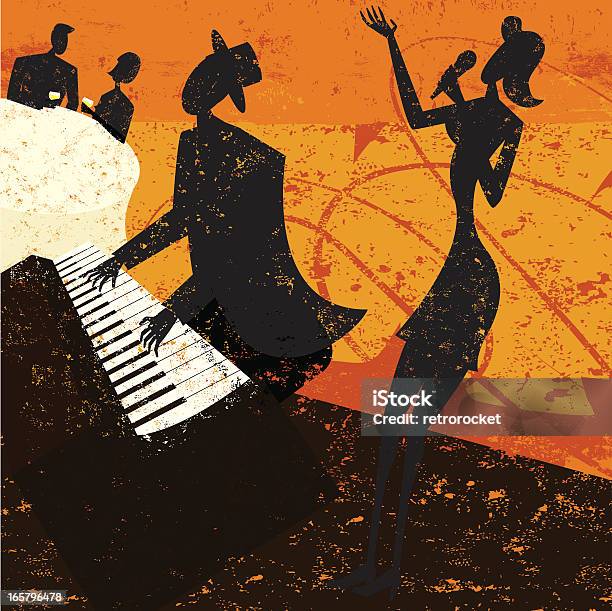 Ilustración de Club De Jazz Singer y más Vectores Libres de Derechos de Jazz - Jazz, Retro, Piano