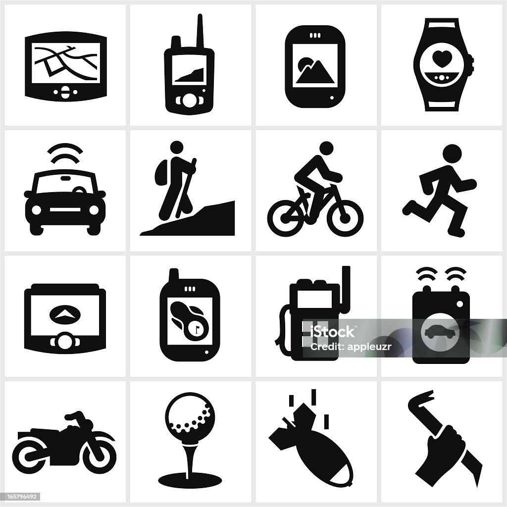Black GPS-art symbole - Lizenzfrei Ausrüstung und Geräte Vektorgrafik