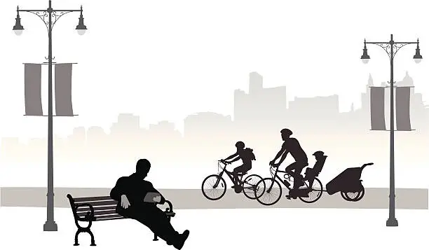 Vector illustration of Family Bikes Vector Silhouette