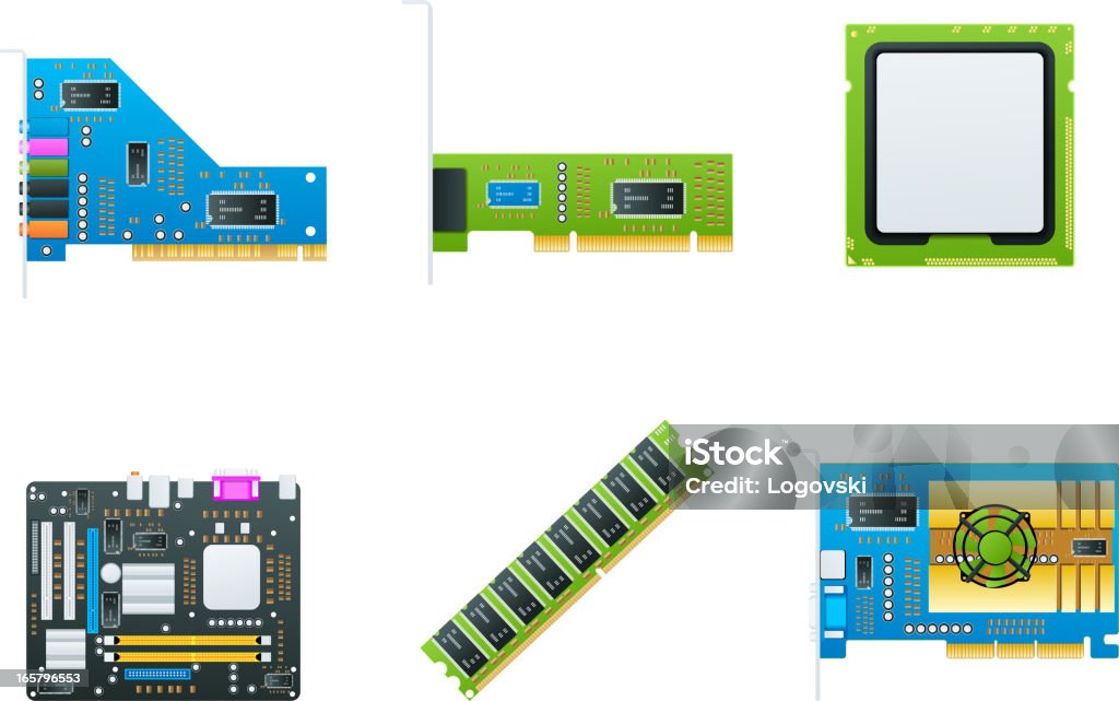 Hardware icons Vector hardware icons. CPU stock vector