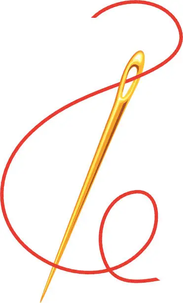 Vector illustration of gold sewing needle