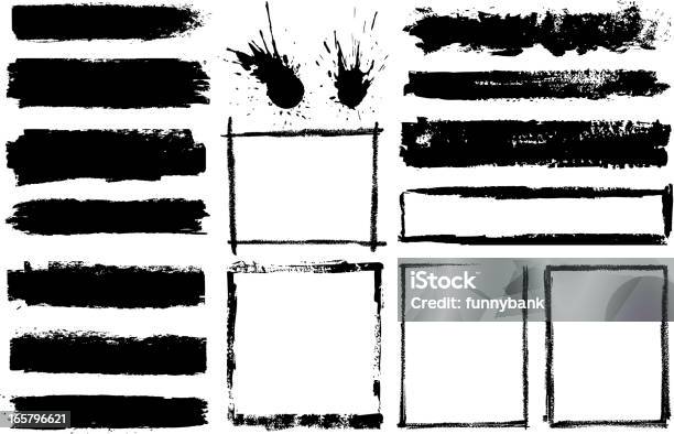 Vetores de Conjunto De Moldura Grunge Preto e mais imagens de Abstrato - Abstrato, Anti-higiênico, Bolha - Forma