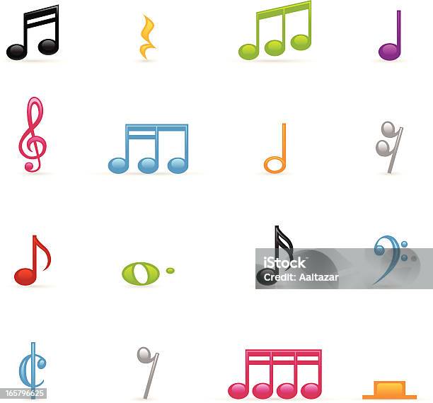 Ilustración de Color De Los Iconos De Notas Musicales y más Vectores Libres de Derechos de Nota musical - Nota musical, Tridimensional, Música
