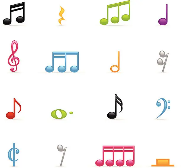 Vector illustration of Color Icons - Musical Notes
