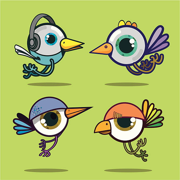Bird eyes illustration of a birds with a big eye. animal retina illustrations stock illustrations