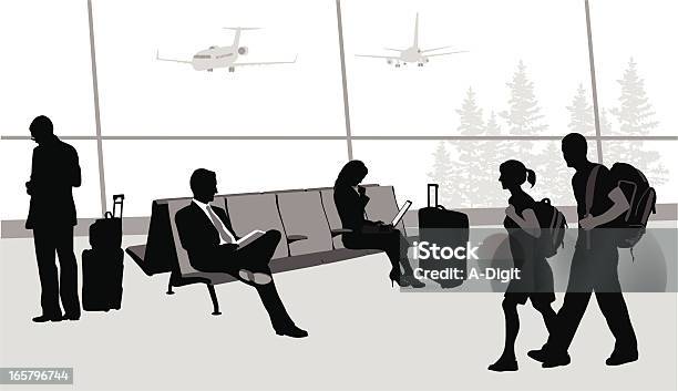 Vetores de Airporttravellers e mais imagens de Adulto - Adulto, Aeroporto, Avião