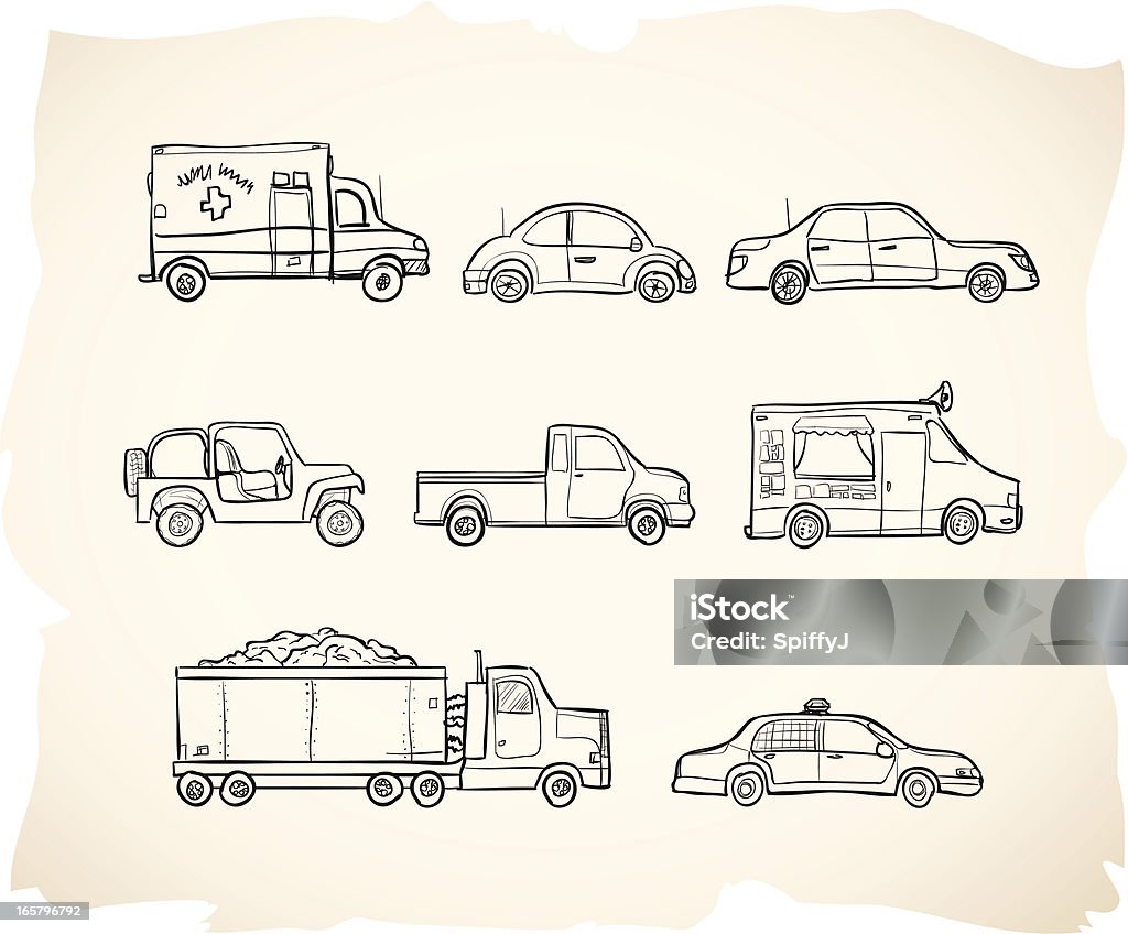 Sketch Vehicles Vehicles drawn in sketchy style Car stock vector