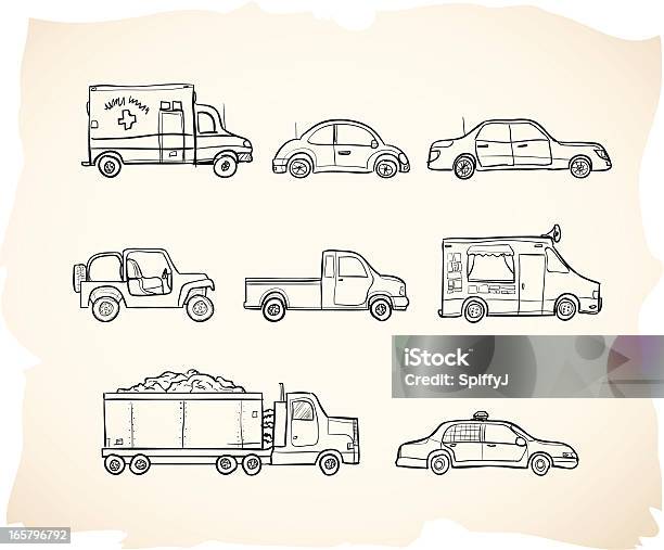 Sketch Vehicles Stock Illustration - Download Image Now - Car, Pick-up Truck, Sketch