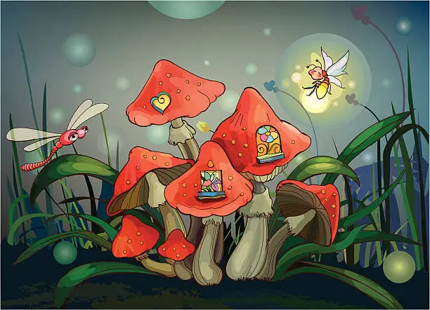Vector illustration of Mushroom house