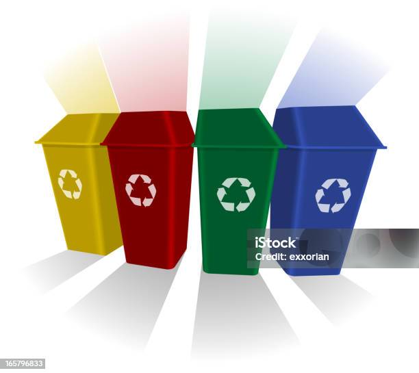 Poubelles De Recyclage Disponibles Vecteurs libres de droits et plus d'images vectorielles de Jaune - Jaune, Poubelle, Bleu