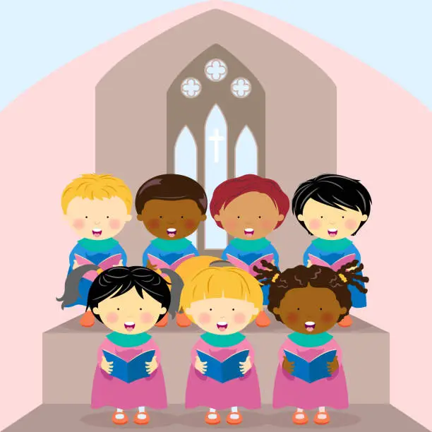 Vector illustration of Kids Choir