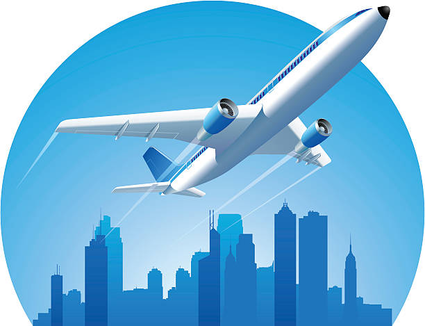 ilustrações de stock, clip art, desenhos animados e ícones de viagens aéreos - air vehicle airplane commercial airplane private airplane