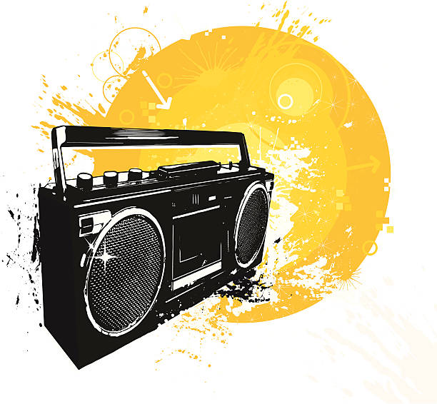 の音楽 - radio old fashioned antique yellow点のイラスト素材／クリップアート素材／マンガ素材／アイコン素材