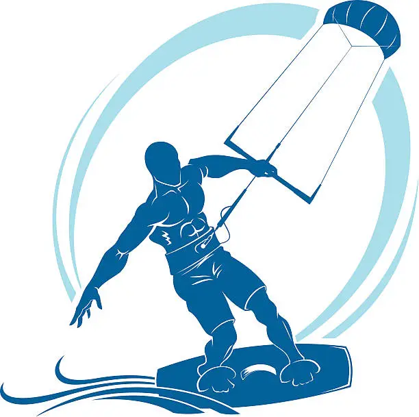 Vector illustration of Kitesurfing