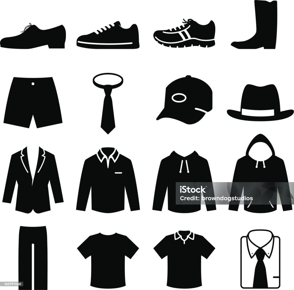 Men's Fashion - Black Series Men's clothing, shoes and hats. Professional icons for your print project or Web site. See more in this series. Icon Symbol stock vector