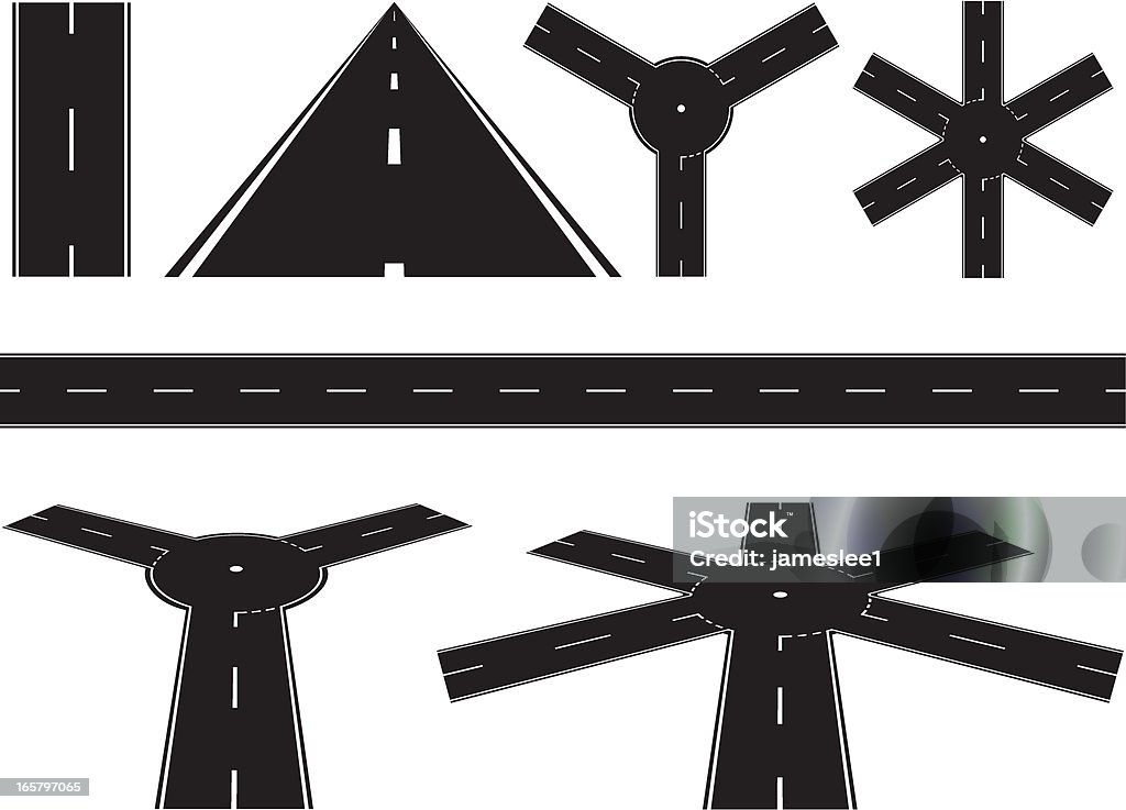 Negro Road secciones - arte vectorial de Rotonda libre de derechos