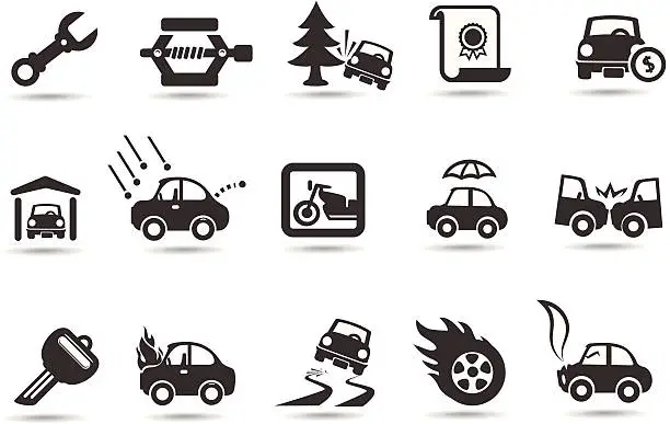 Vector illustration of Car Insurance Icons