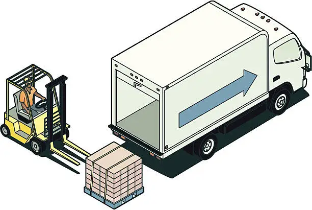 Vector illustration of Forklift and Truck Illustration