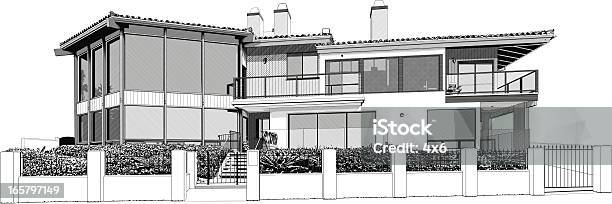 Роскошный Пляжный Дом Недвижимости — стоковая векторная графика и другие изображения на тему Фасад - Фасад, Пляжный дом, Архитектура