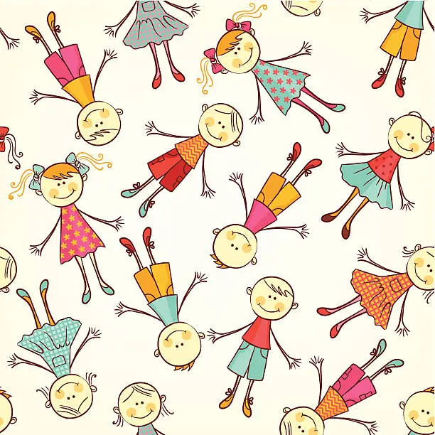 Vector illustration of Children seamless vector pattern