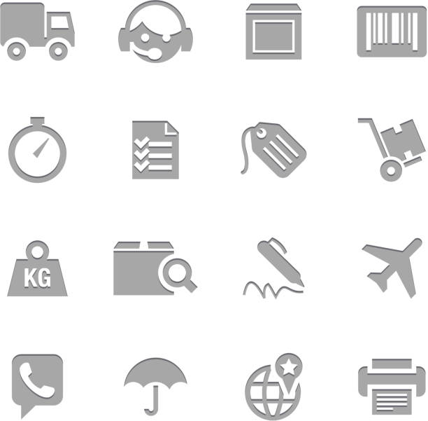 Shipping Icons | Letterpress Series vector art illustration