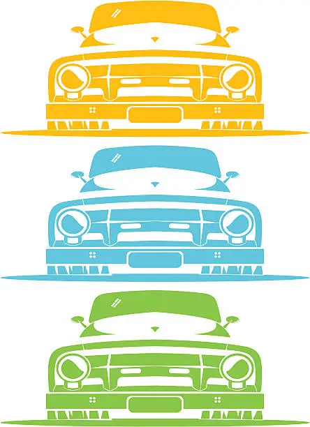 Vector illustration of Old muscle car front view
