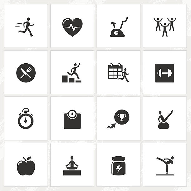 Fitness and Health Icons  exercise class icon stock illustrations