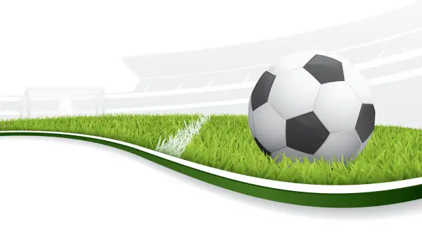Vector illustration of Illustration of a soccer ball in a field