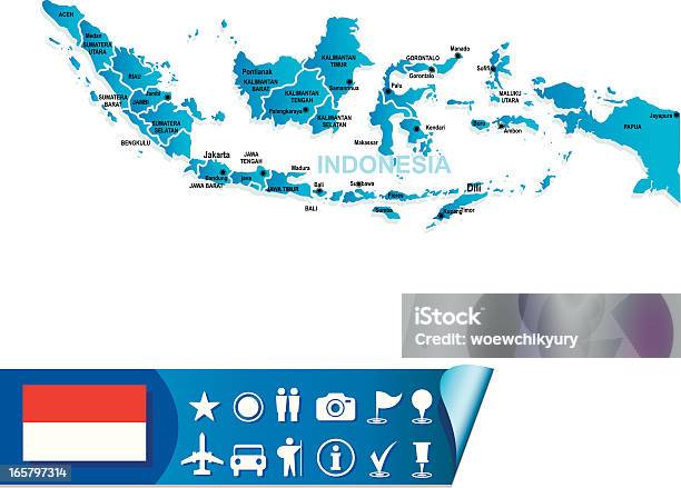 Индонезия Карта — стоковая векторная графика и другие изображения на тему Индонезия - Индонезия, Папуа-Новая Гвинея, Без людей