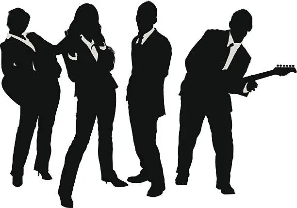 Vector illustration of Business people rock and roll band